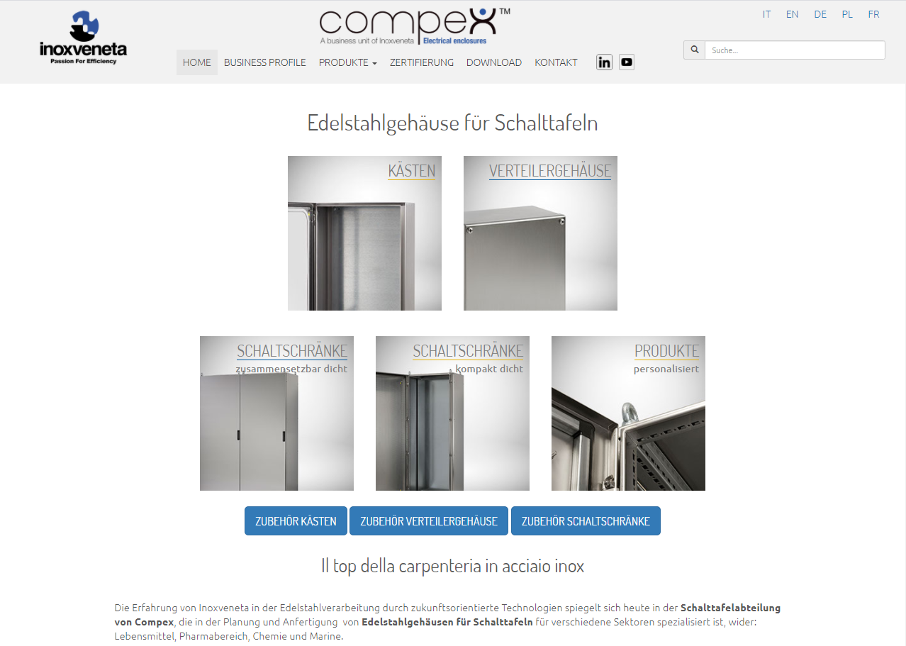 The new Compex web site is on line, now fully dedicated to stainless steel electrical enclosures